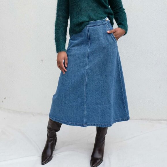 RACHEL COMEY DANNET SKIRT IN INDIGO, size 6
